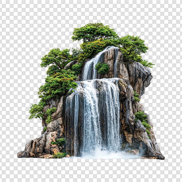 beautiful animated waterfall isolated on transparent background