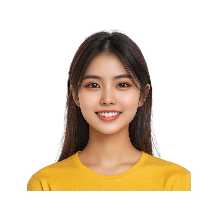 PSD beautiful asian woman smiling in a studio portrait