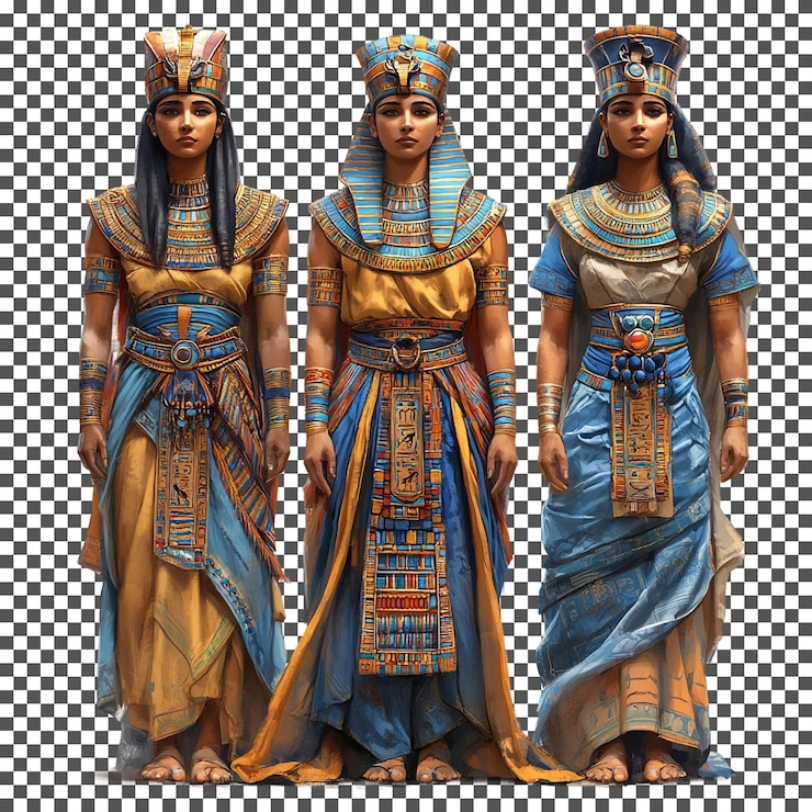 PSD beautiful egyptian pharaohs night isolated on transparent background