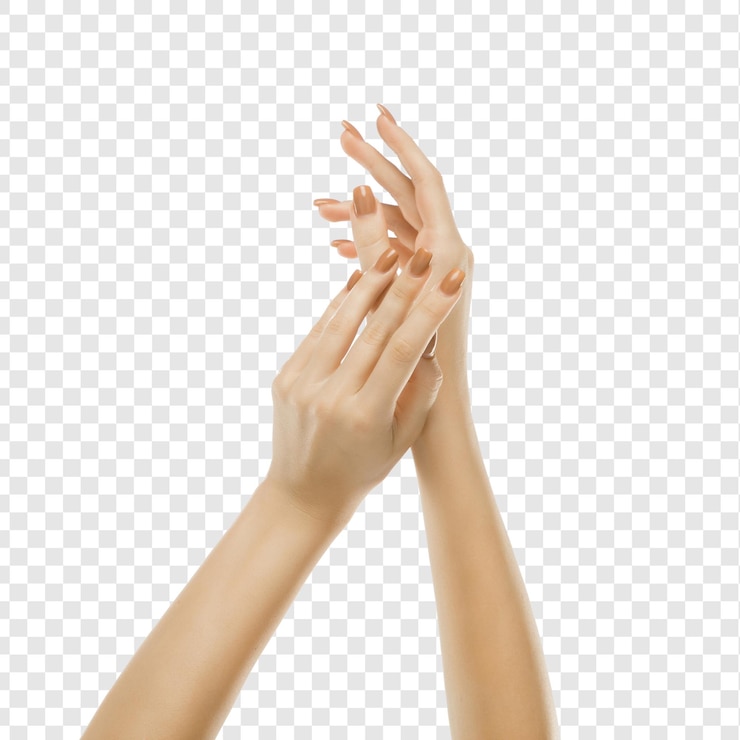 PSD beautiful female hands isolated on transparent background free