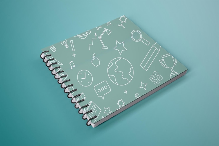 PSD beautiful green notebook mockup psd (make-up para um caderno verde)