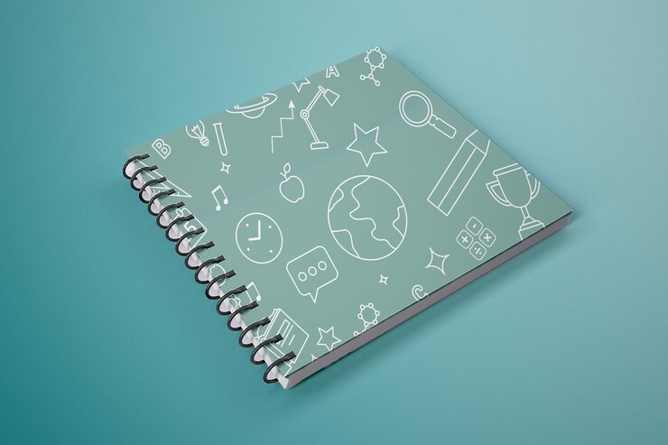 PSD beautiful green notebook mockup psd (make-up para um caderno verde)