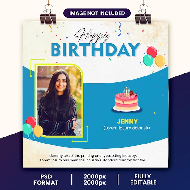 PSD beautiful happy birthday card