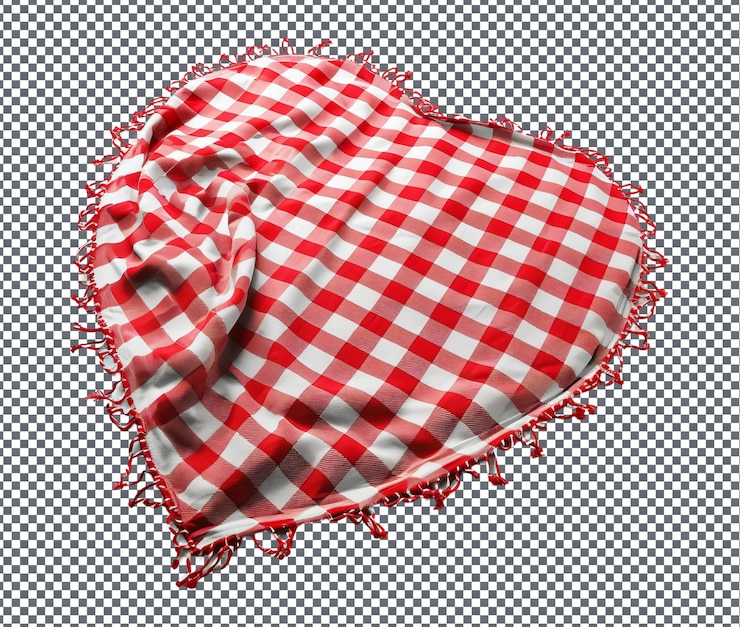 PSD beautiful heart shaped picnic blanket isolated on transparent background