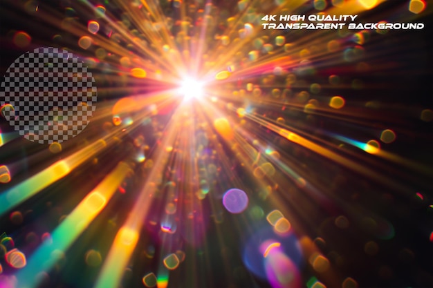 Beautiful lens flare overlay on transparent background