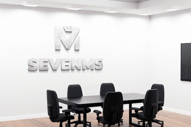 PSD beautiful logo mockup office meeting room