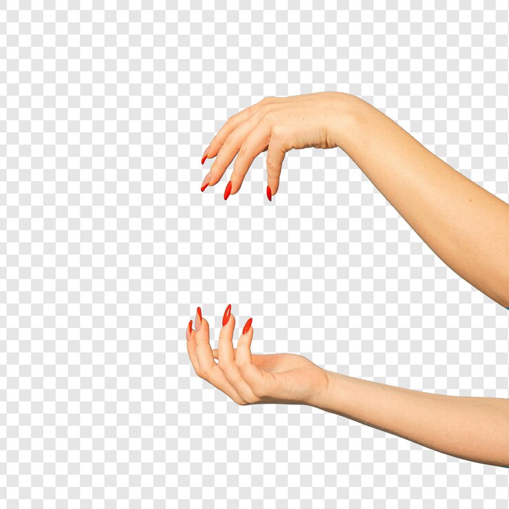 PSD beautiful nail art presentation isolated on transparent background