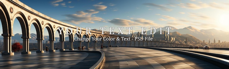 PSD beautiful panoramic view of the modern city and highway