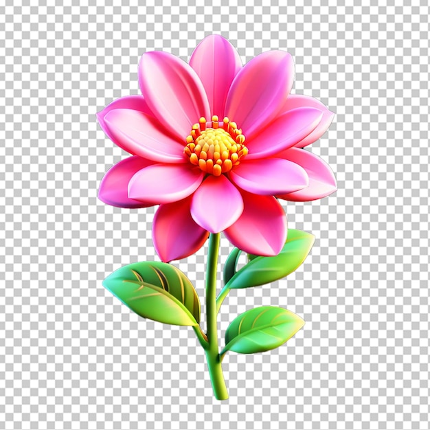 PSD beautiful pink flower uma simples renderização de desenho animado 3d de design de ícone