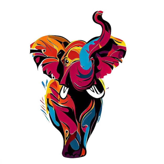 PSD beautiful portrait fancy colorful elephant face avatar icon vector art digital ilustração imagem