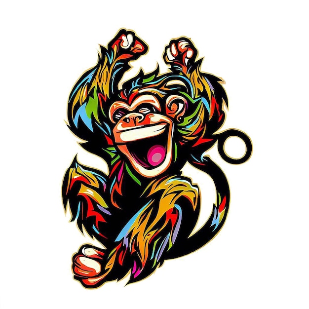 Beautiful Portrait Laughing Monkey ai vector art imagem de ilustração digital