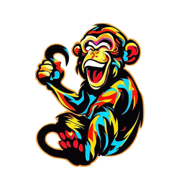 PSD beautiful portrait laughing monkey ai vector art imagem de ilustração digital