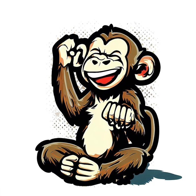 PSD beautiful portrait laughing monkey ai vector art imagem de ilustração digital