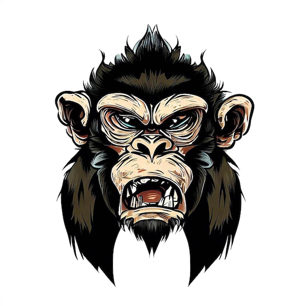 Beautiful Portrait Laughing Monkey ai vector art imagem de ilustração digital