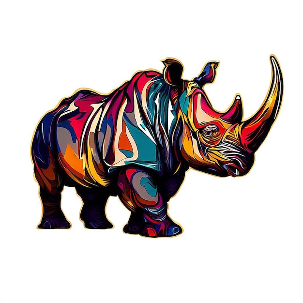 PSD beautiful portrait laughing rhino rhinoceros icon ai vector art imagem de ilustração digital