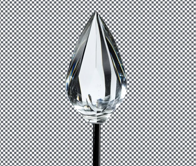 PSD beautiful raindrop shaped crystal garden stake isolated on transparent background