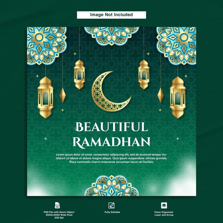 PSD beautiful ramadhan elegant design greeting card template