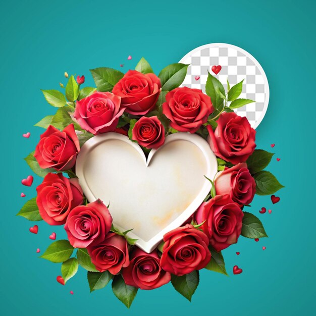 PSD beautiful red roses frame valentine day and copy space