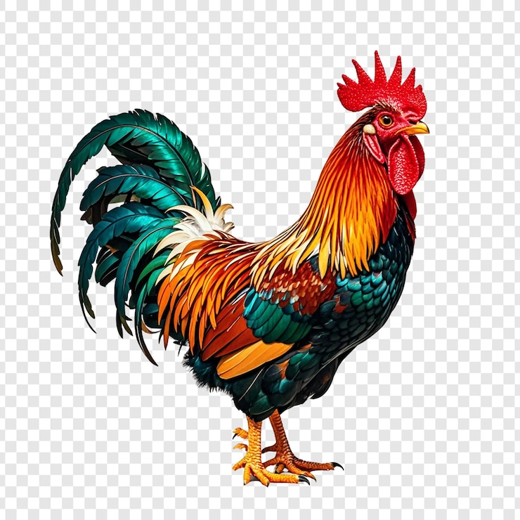 PSD beautiful rooster transparent background
