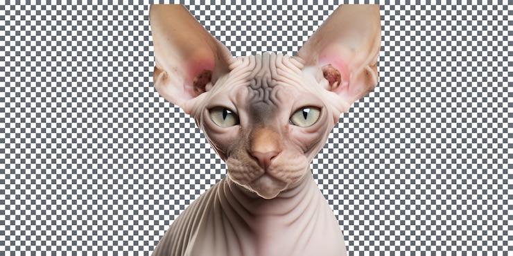 PSD beautiful sphynx breed cat isolated on transparent background