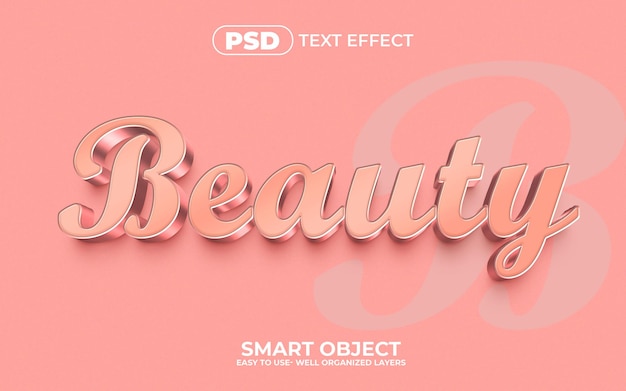Beauty 3d bearbeitbare texteffektvorlage