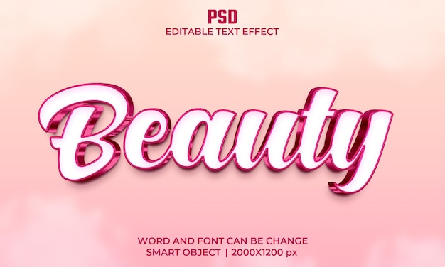 Beauty 3d bearbeitbarer texteffekt premium psd mit hintergrund