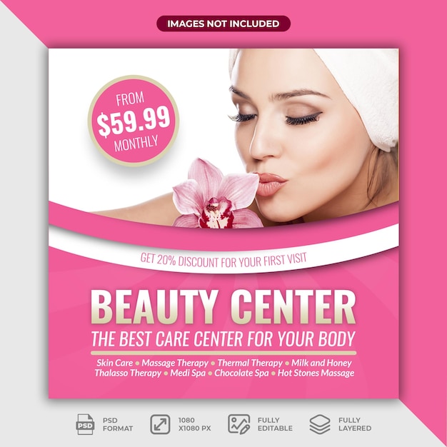 Beauty Center-Beitragsvorlage für soziale Medien