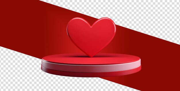 Beauty Presentation on our 3D Heart Podium Celebrate Love Isolated on Transparent Background PNG