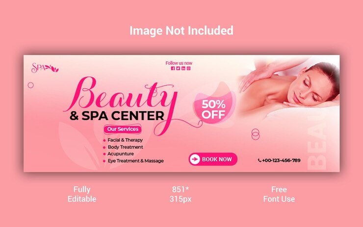 PSD beauty- und spa-center social media oder facebook-cover-vorlage design