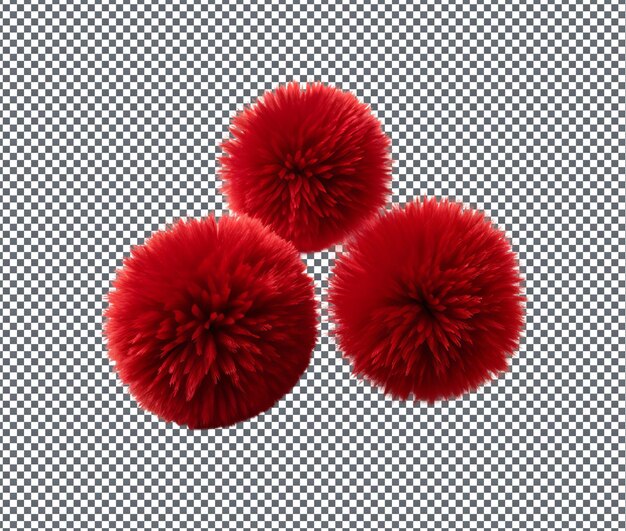 PSD de beaux pom-poms rouges isolés sur un fond transparent