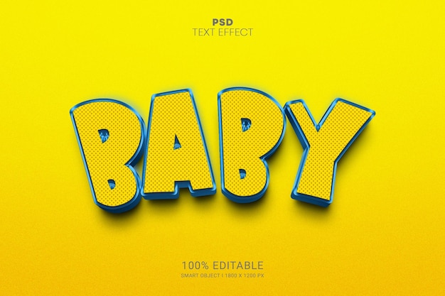 Bebé 3D PSD Efecto de texto editable