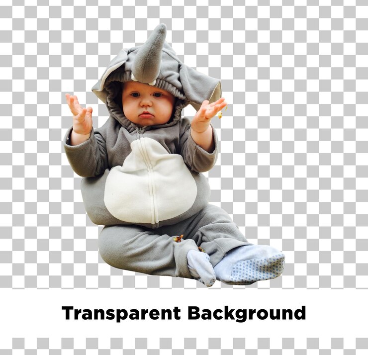 PSD bebê adorável vestido de elefante
