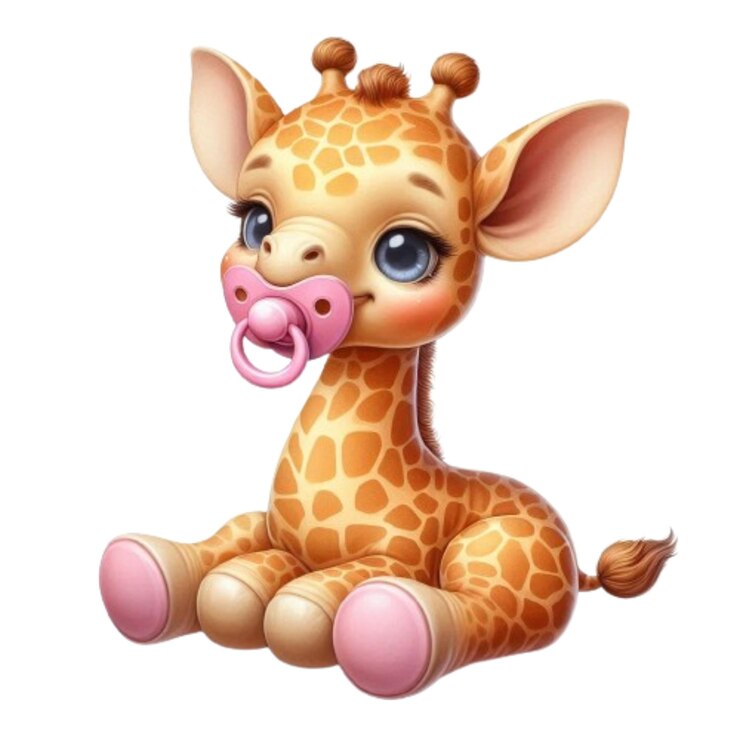 PSD bebé animal del zoológico con chupete en acuarela 3d realista