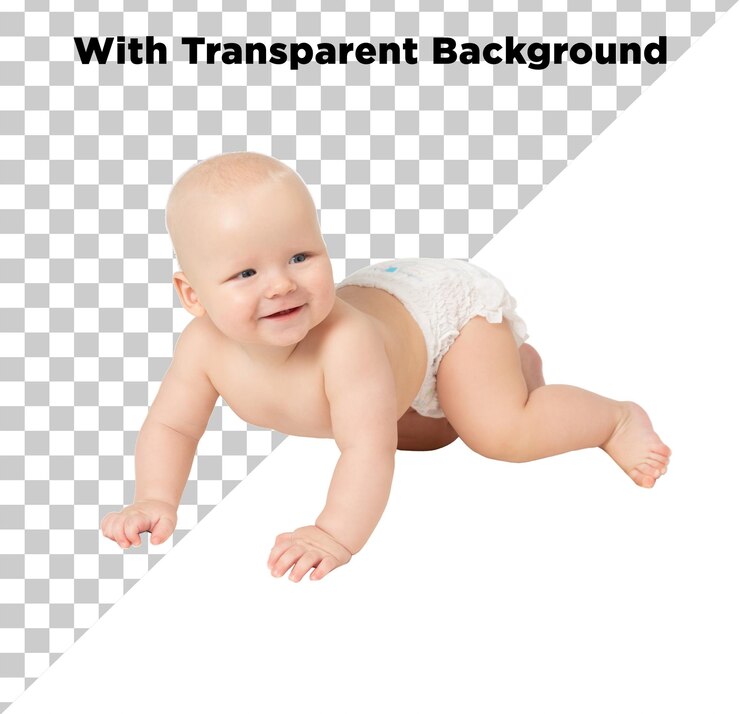 PSD bébé en couche rampant png psd isolé sur un fond transparent