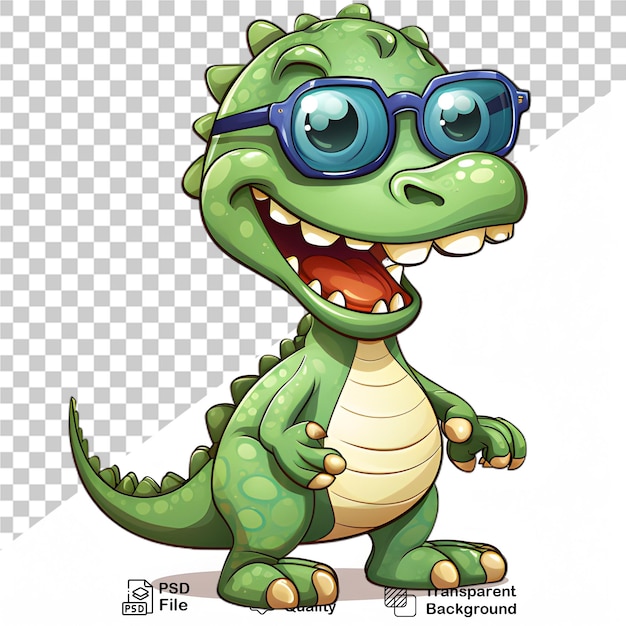 PSD bebé dinosaurio con gafas aislado en fondo transparente archivo png