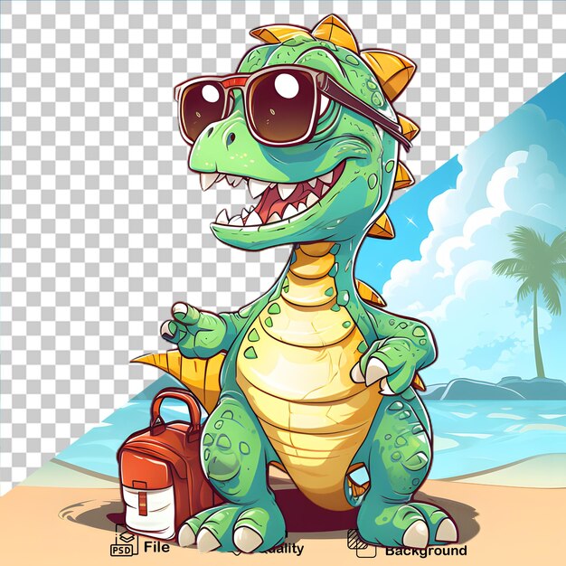 PSD bebê dinossauro usando óculos isolado em fundo transparente arquivo png