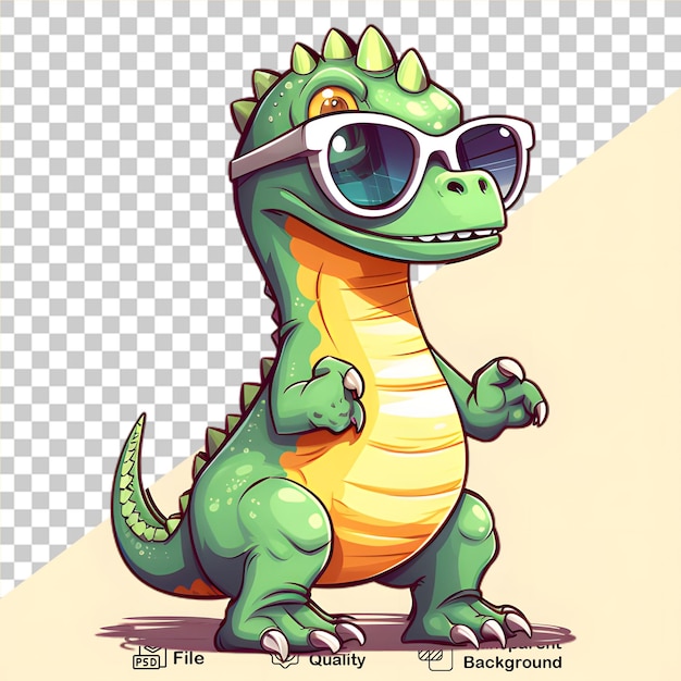 Bebê dinossauro usando óculos isolado em fundo transparente arquivo png