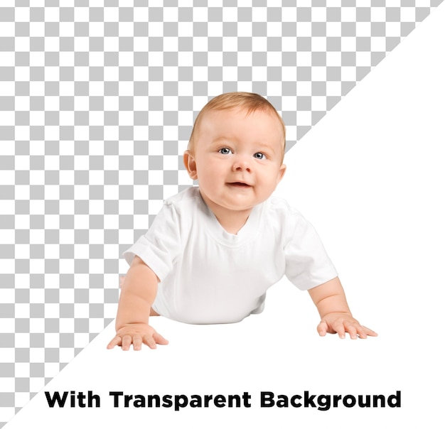 Bébé doux allongé sur le sol Robe blanche PNG PSD isolé sur un fond transparent