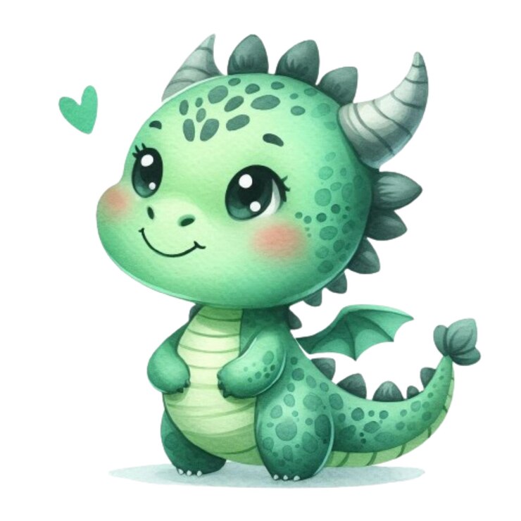 el bebé dragón acuarela lindo