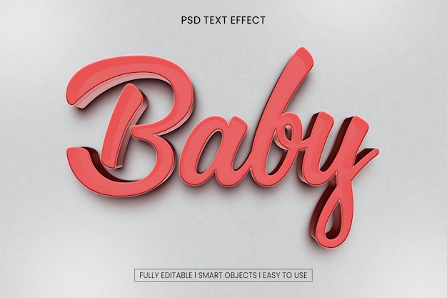 bebé efecto de texto editable 3d
