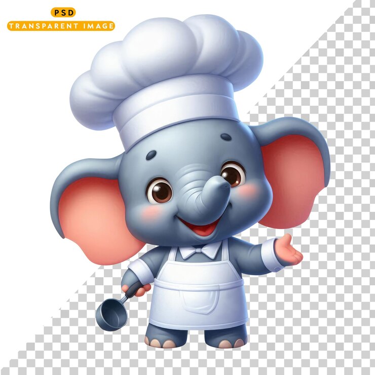 PSD el bebé elefante chef sonriendo 03