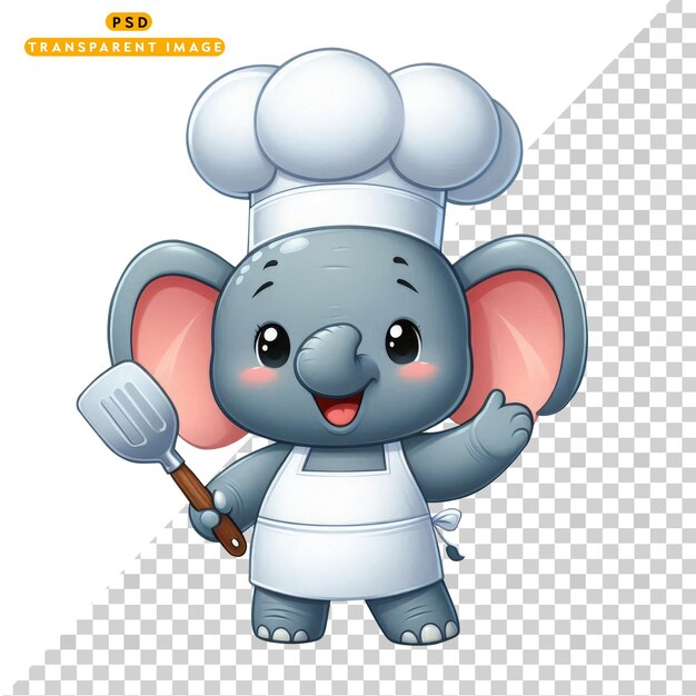 bebé elefante cocinero sonriente 01