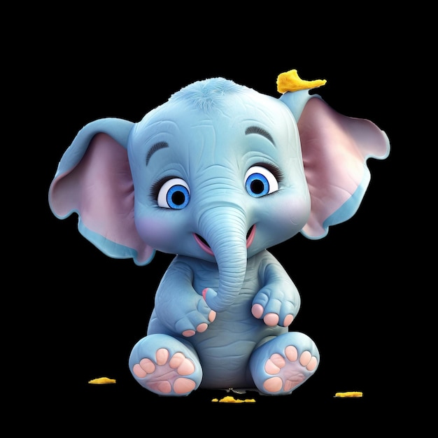 PSD bébé éléphant mignon éléphant kawaii image générée par ai illustration de dessin animé mignon