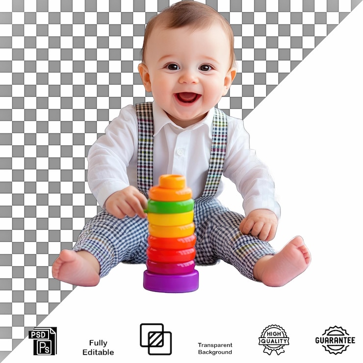 PSD bebê envolvendo com brinquedo colorido de alta qualidade psd editável e fundo transparente