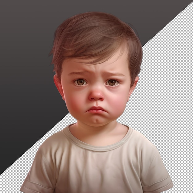 PSD bébé avec une expression triste sur le visage png