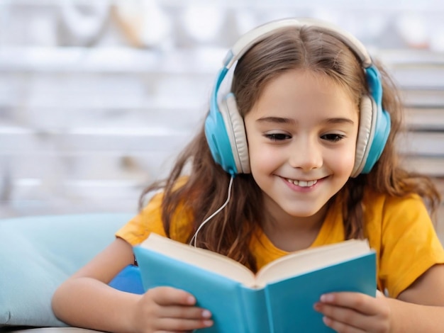 PSD un bebé feliz leyendo un libro comiendo