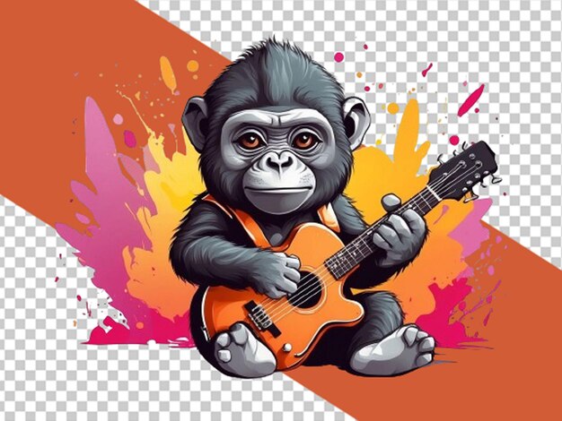 PSD le bébé gorille vecteur de la chemise avec une petite guitare