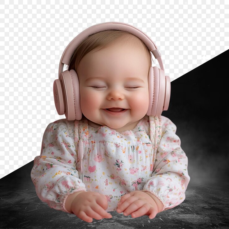 PSD un bebé lindo escuchando música
