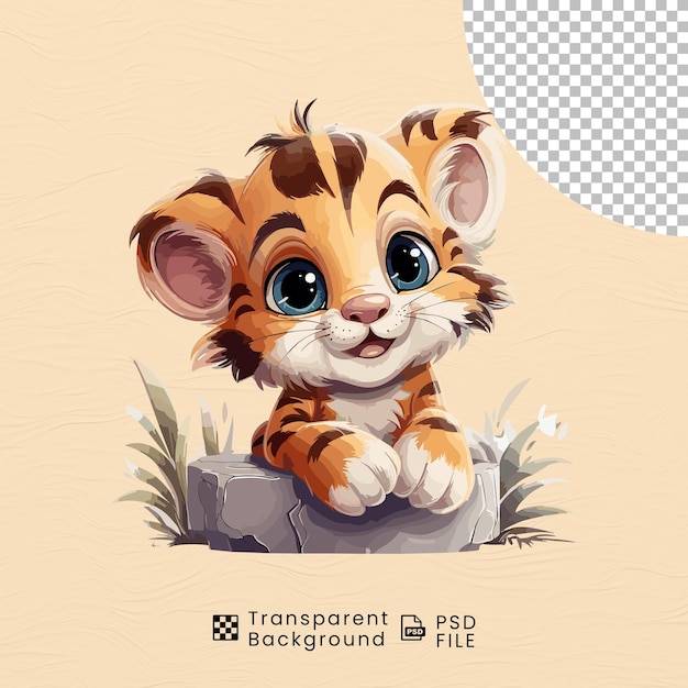 PSD un bébé lion mignon sur un fond transparent