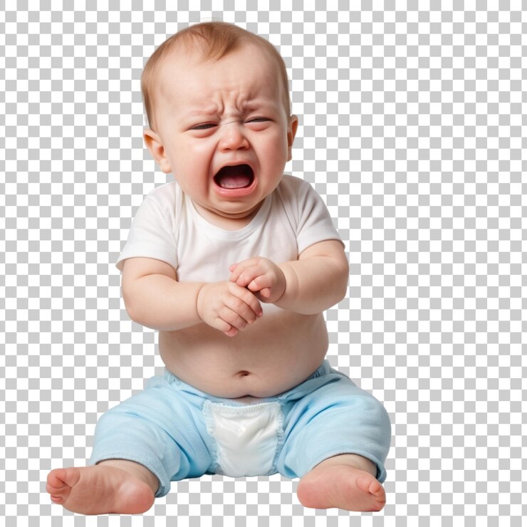 PSD un bebé llorando con un fondo en blanco que dice que el bebé está llorando